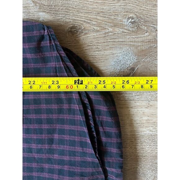 Rag & Bone Black Maroon Check Button Up Slim Fit Shirt Top  Mens Size Medium - Picture 8 of 10